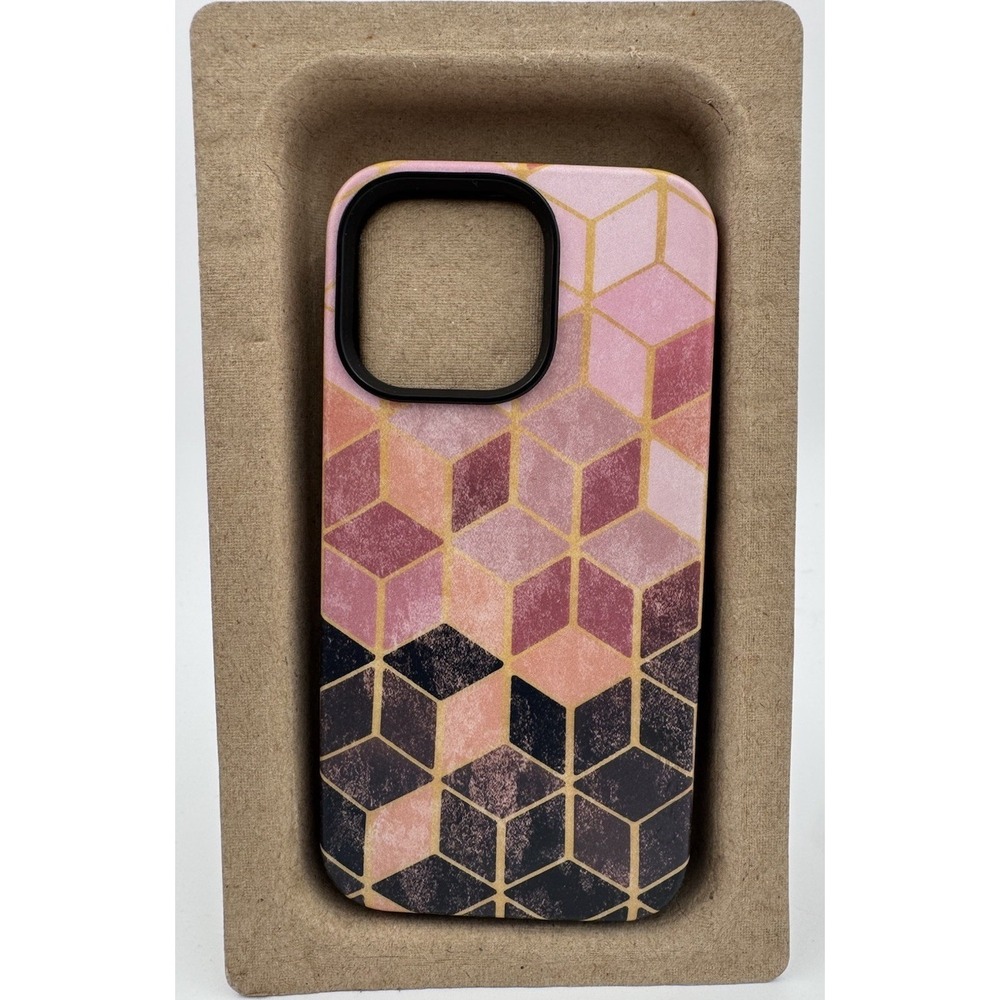 Casely  iPhone 13 Pro Phone Case "Stepping Up Geo Rose Gold Marble" , New